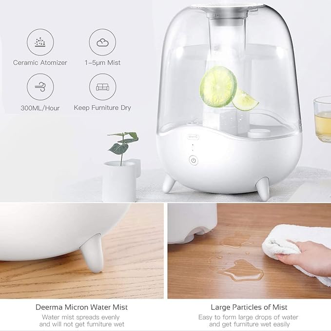 Deerma F325 Crystal Clear Ultrasonic Cool Mist Humidifier 5L Capacity Silent Aromath