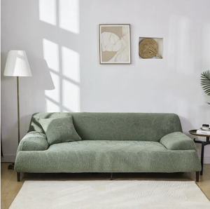 Sofa Cover Jacquard Light Green 3 Seat