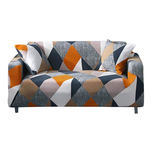 [SF-Pattern2-3] Sofa Cover Pattern#2 Orange 3 Seats