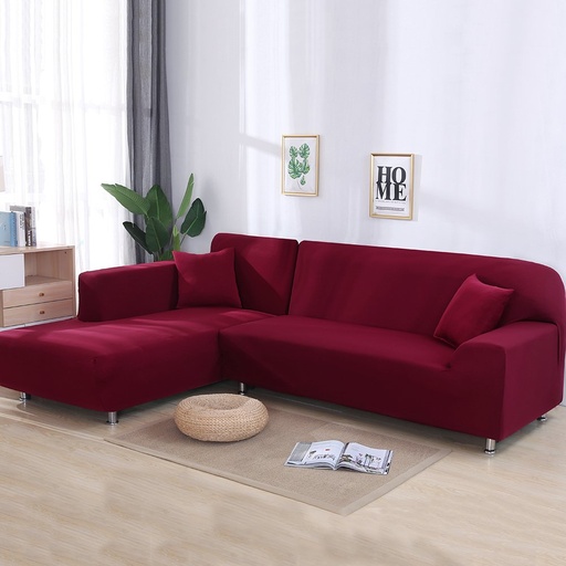 [SF-WineRed-2] Sofa Cover Wine Red 2 Seats