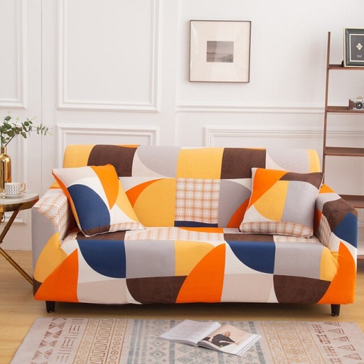 [SF-Pattern4-1] Sofa Cover Pattern#4 Blue Orange 1 Seat
