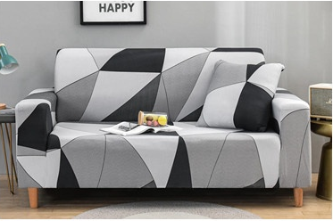 [SF-Pattern7-1] Sofa Cover Pattern#7 White Grey 1 Seat