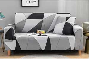 Sofa Cover Pattern#7 White Grey 1 Seat